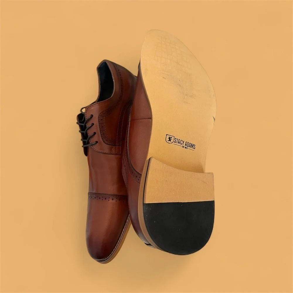 Stacey Adams Classic Brown Leather Men's Derby Shoes $75